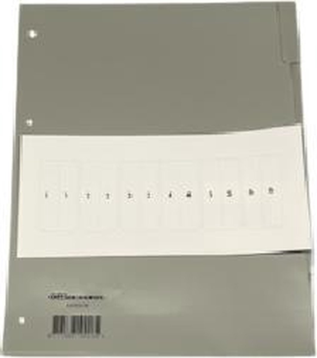 Office Depot Tabbladen A4 Grijs - 5 Tabs - 4-Gaats Polypropyleen Blanco