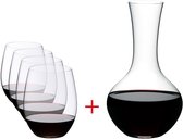 Bol.com Riedel Rode Wijnglazenset O Wine - 4 Stuks met Decanteerkaraf aanbieding