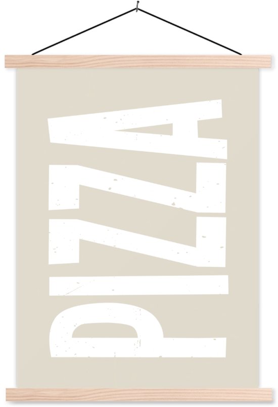 Support pour affiche avec affiche 40x53 cm - Affiche scolaire - Pizza - Décoration - Japandi - Wit - Affiche textile - Lattes vierges