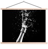 Posterhanger incl. Poster 40x30 cm - Schoolplaat - Champagne - Zwart - Spetters - Popping - Textielposter - Blanke latten