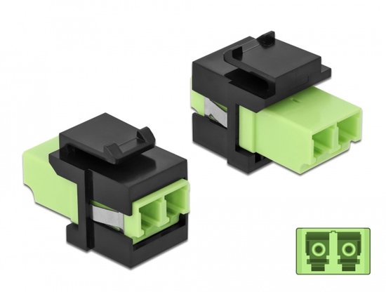 Module Keystone LC Duplex femelle vers LC Duplex femelle vert citron/noir