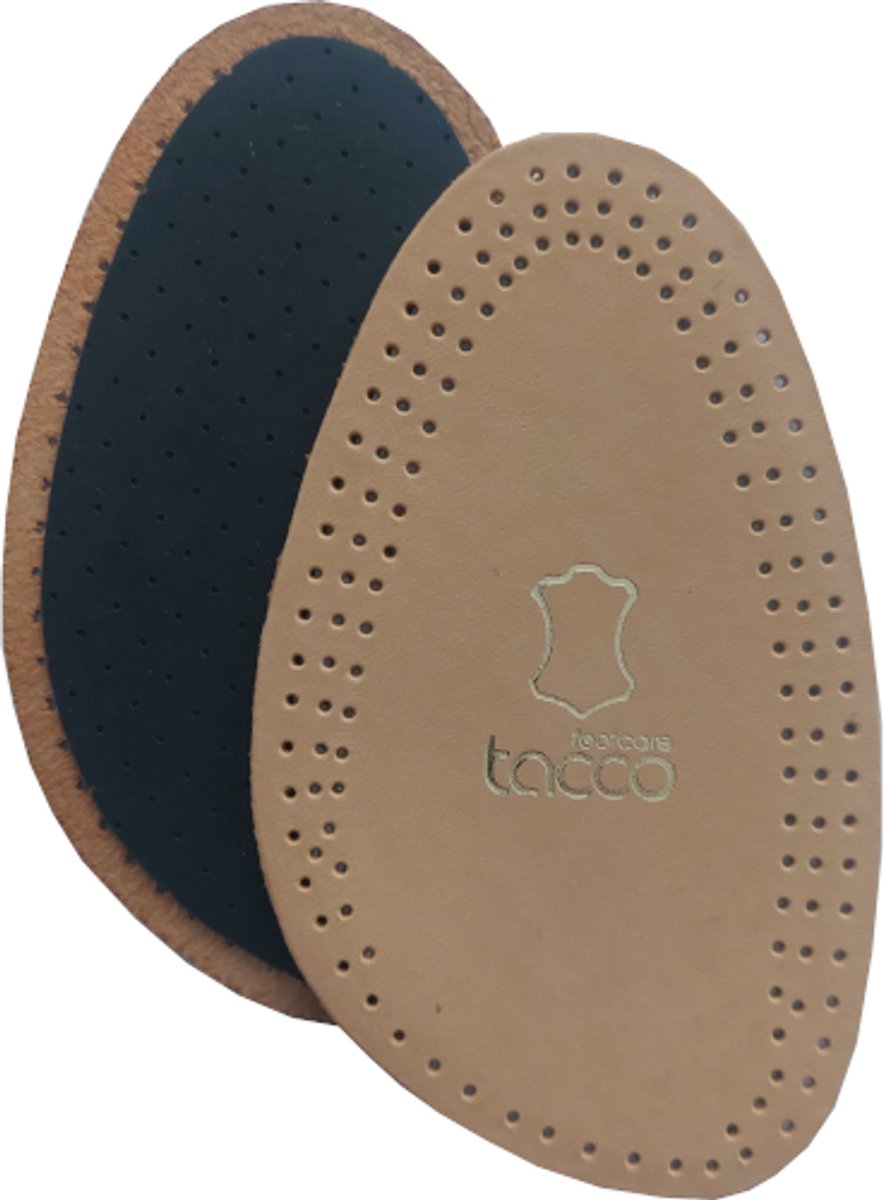 Tacco Luxus Light Halve Lederzool -1/2 Inlegzool Leer - Schaapsleder - Voorvoet - Latexschuim - Met Koolstof tegen Voetengeur - Vochtopnemend - Schokdempend - Maat 41/42