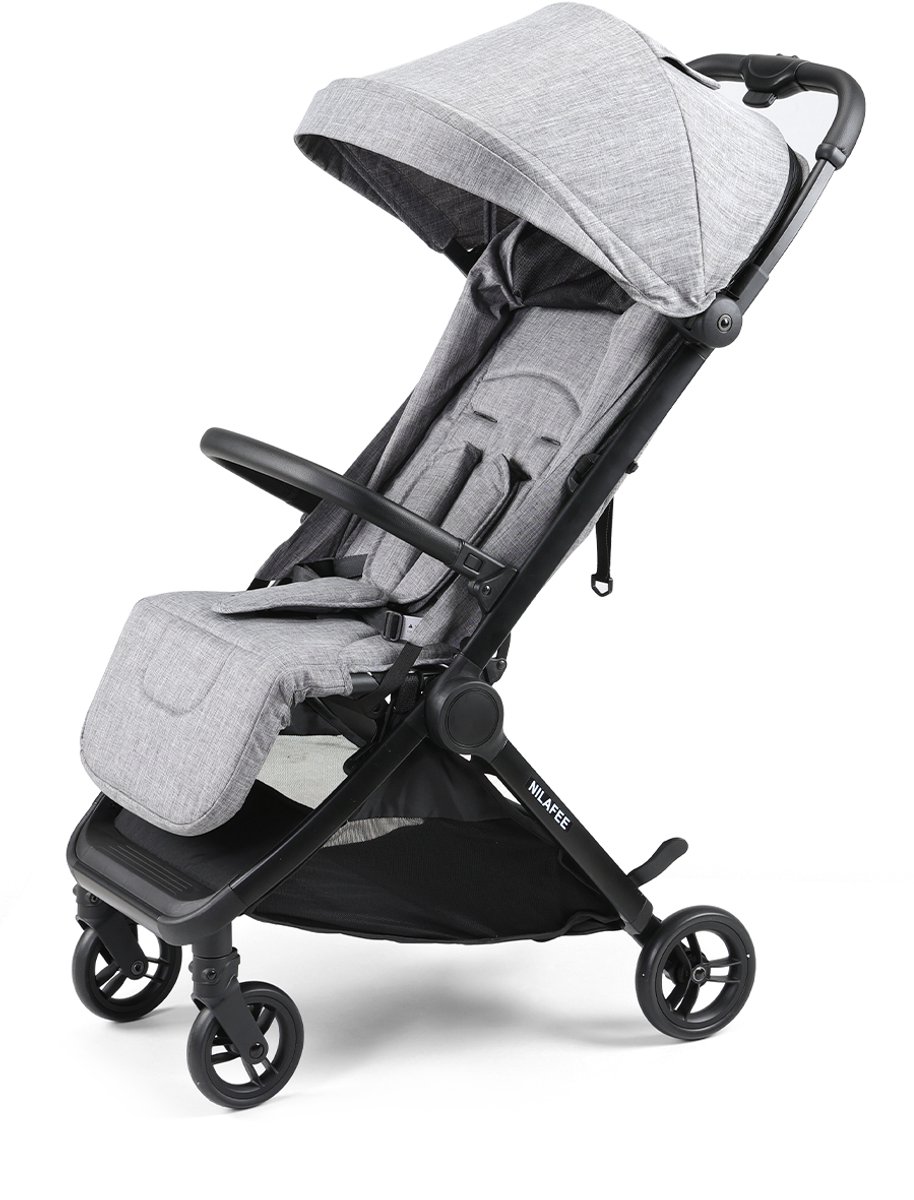 Bol.com NilaFee™ MaxComfort - Buggy - Tot 22kg - Plooibuggy - Kinderwagen - Inklapbaar - Vlek en waterafstotend - Grijs aanbieding