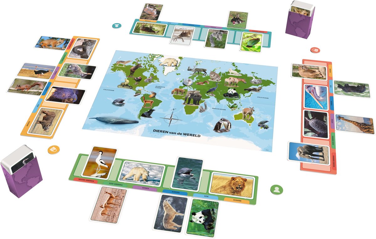 Tactic Dieren van de Wereld – Educatief spel – Leer de wilde dieren kennen – 200 Kaarten – 6 Speelborden met werelddelen — afbeelding 5