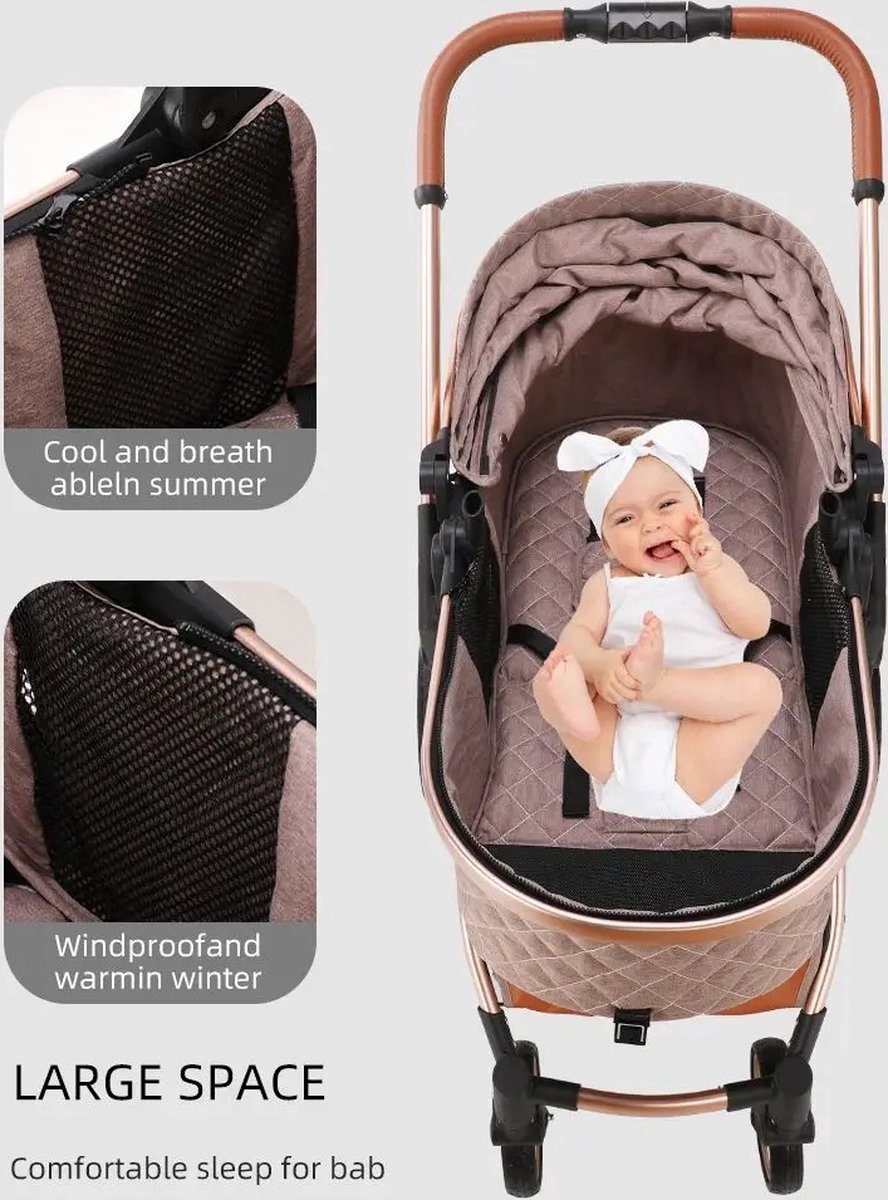 Mookes Luxe 3-In-1 Kinderwagen Lichtgewicht Hoog Landschap - afbeelding 3