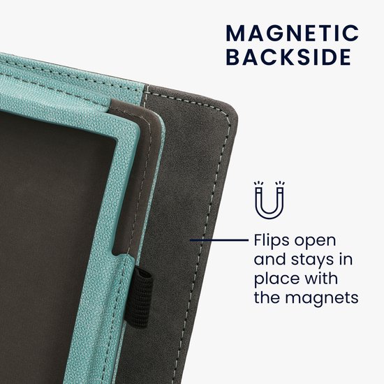 kwmobile flip cover voor e-reader - geschikt voor Pocketbook InkPad 4 / Color 3 / Color 2 / Vivlio InkPad 4 / InkPad Color 3 - Van imitatieleer en -suède - In mintgroen / donkergrijs van Merkloos — afbeelding 5