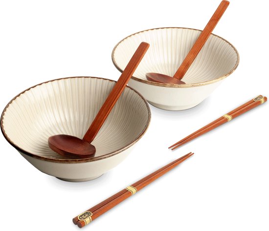 Noodle Bowl, Soepkommen met handgrepen, Ramen Bowl met eetstokjes en