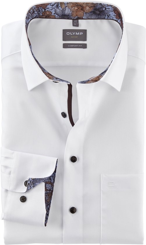 Chemise OLYMP Comfort Fit - structurée - blanc - Ne se repasse pas - Taille col : 41