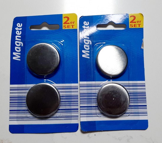 Magneet Rvs 2x 2 rvs magneten rond - koelkastmagneten - whiteboard magneet - grijs ...
