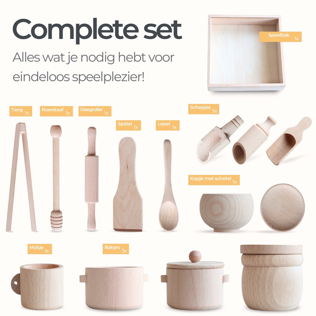Houten Sensory Speelbak met accessories | Speelbak | Houten Bak | Sensory Play | Open einde spel | Montessori Speelgoed — afbeelding 6