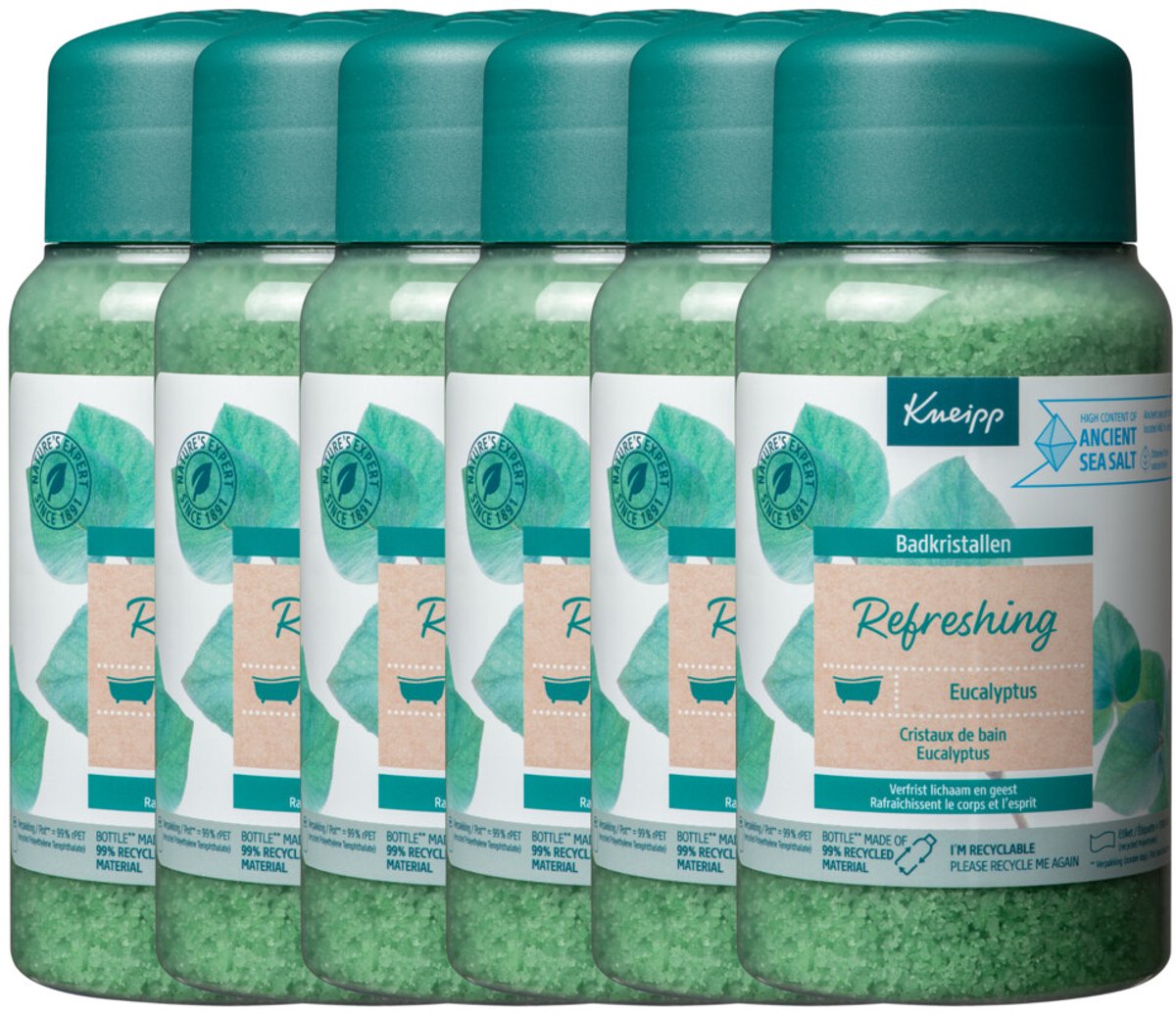 6x Kneipp Badkristallen Refreshing (Eucalyptus) 600 gr