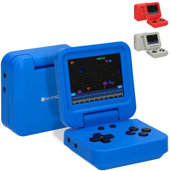 Silvergear Retro Game Console Opvouwbaar - Handheld Console - Spelcomputer met 240 Spellen - Blauw