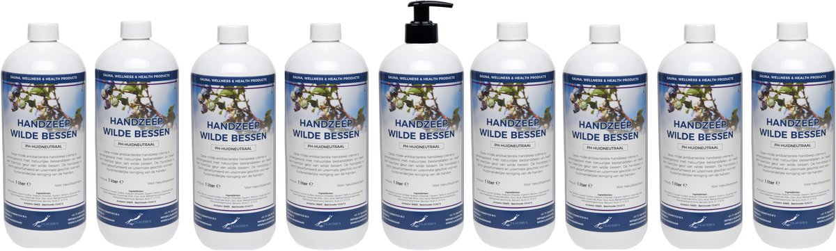 Handzeep Wilde Bessen 1 liter - met gratis pomp - set van 10 stuks - Voordeelverpakking