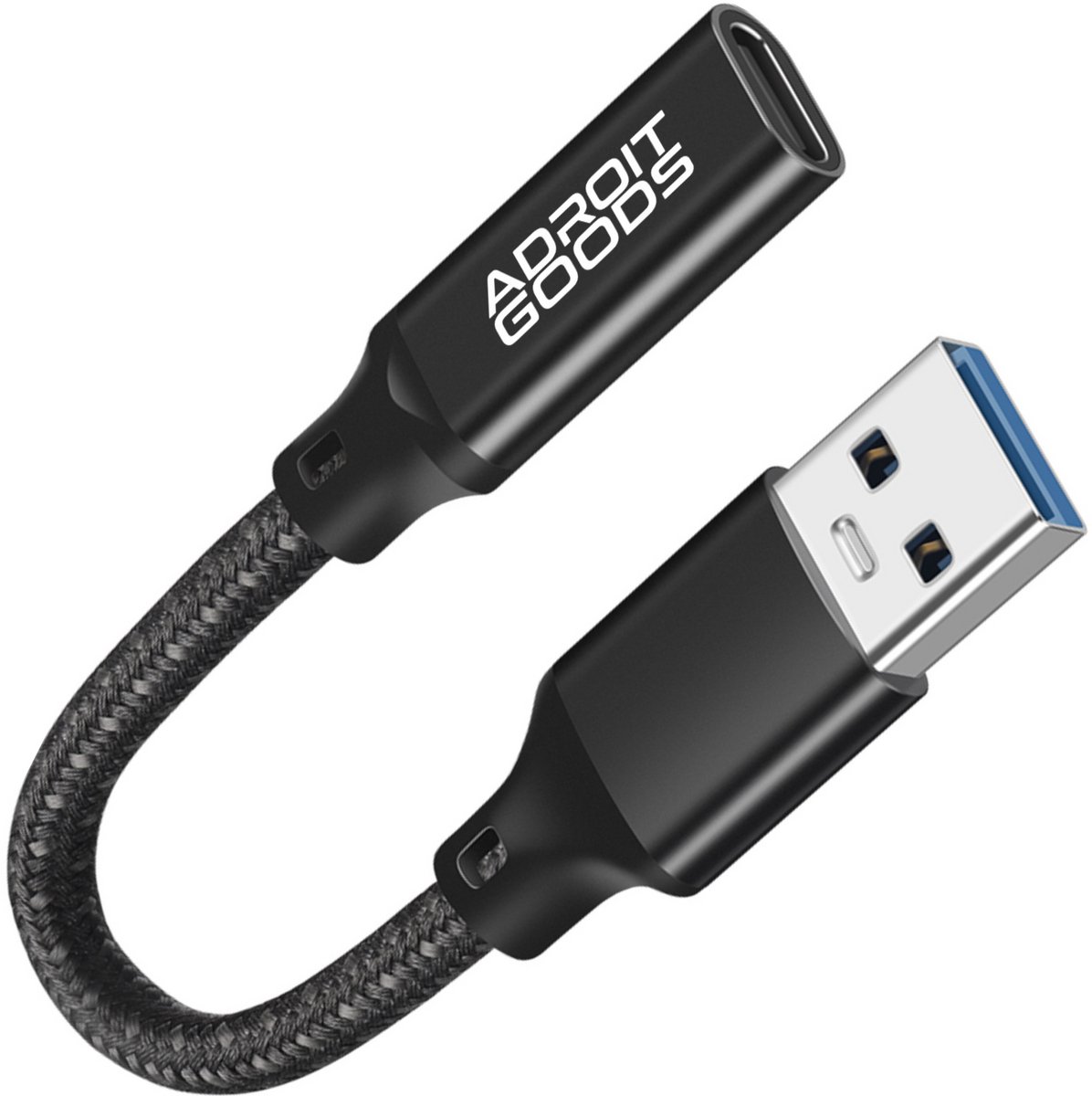 AdroitGoods USB-A Naar USB-C adapter Kabel - Mannelijk USB-A Naar Vrouwelijk USB-C - USB 3.1 - 15cm - Zwart