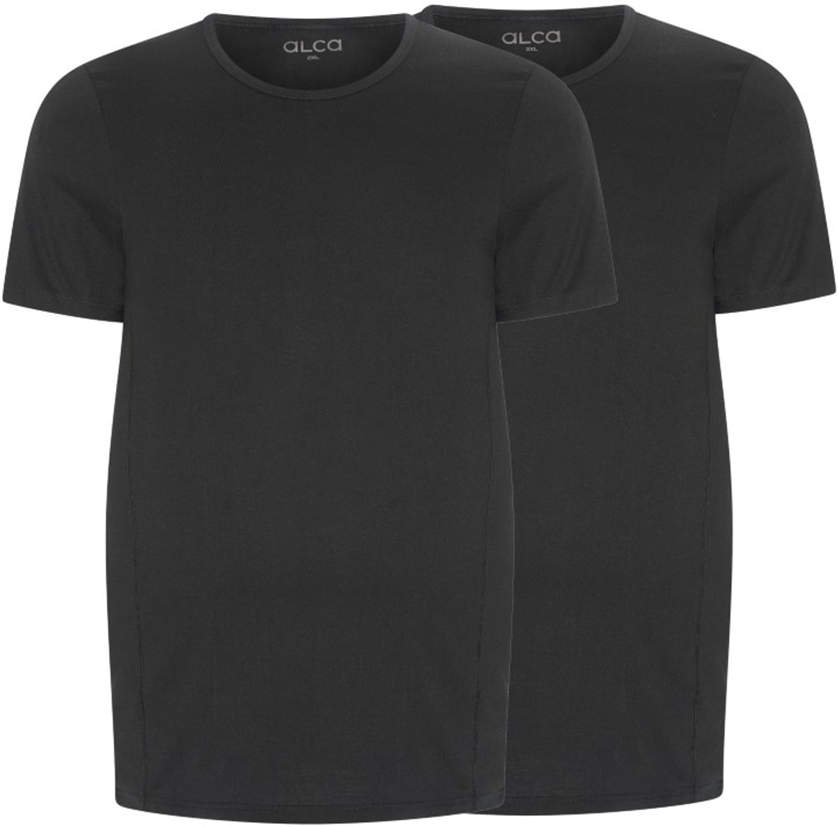 Alca Fashion - Heren T-Shirt Ronde Hals - Zwart 4XL - Grote Maten - 100% Katoen - 2-Pack
