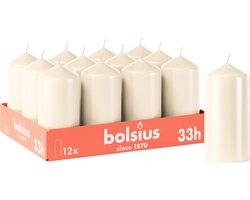 Bolsius - Gladde Stompkaarsen - 12 Stuks - Ivoor - 12 cm - 33 branduren