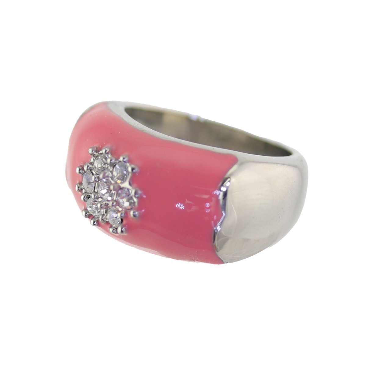 Behave - Ring - roze emaille - kristalstenen - nikkelvrij - inclusief geschenkzakje