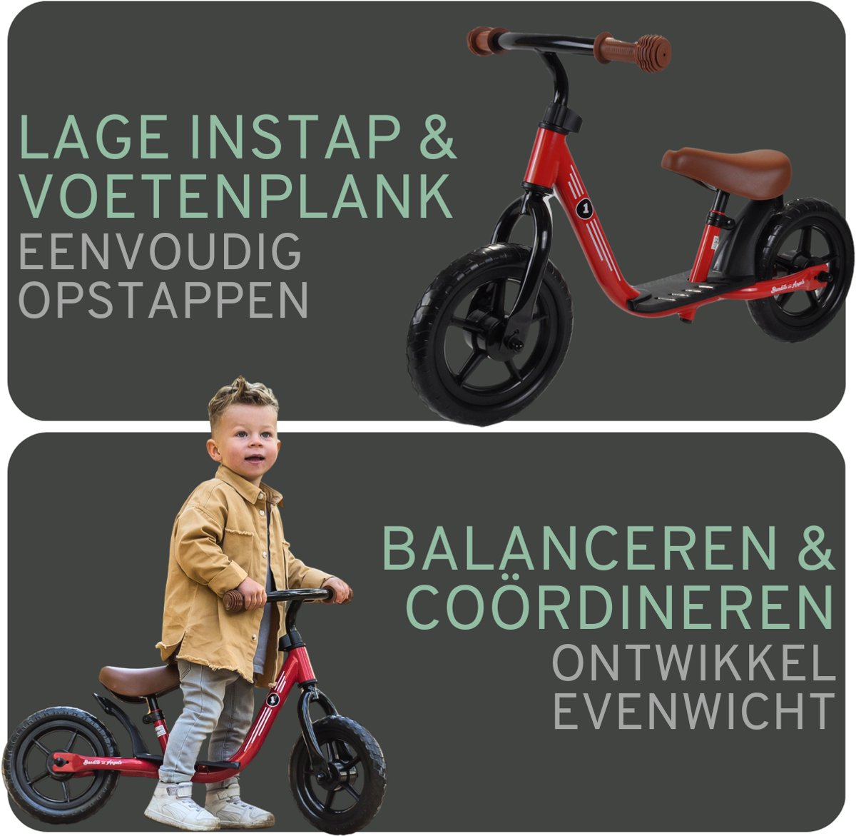 Bandits & Angels Metalen Loopfiets Starter Rood met Voetenplan vanaf 2 Jaar - Limited Edition - Rode Loop Fiets - Verstelbaar Zadel 29 tot 39 cm - Voor Jongens en Meisjes - Compact en Veilig - Lage Instap met Voetenplank — afbeelding 11