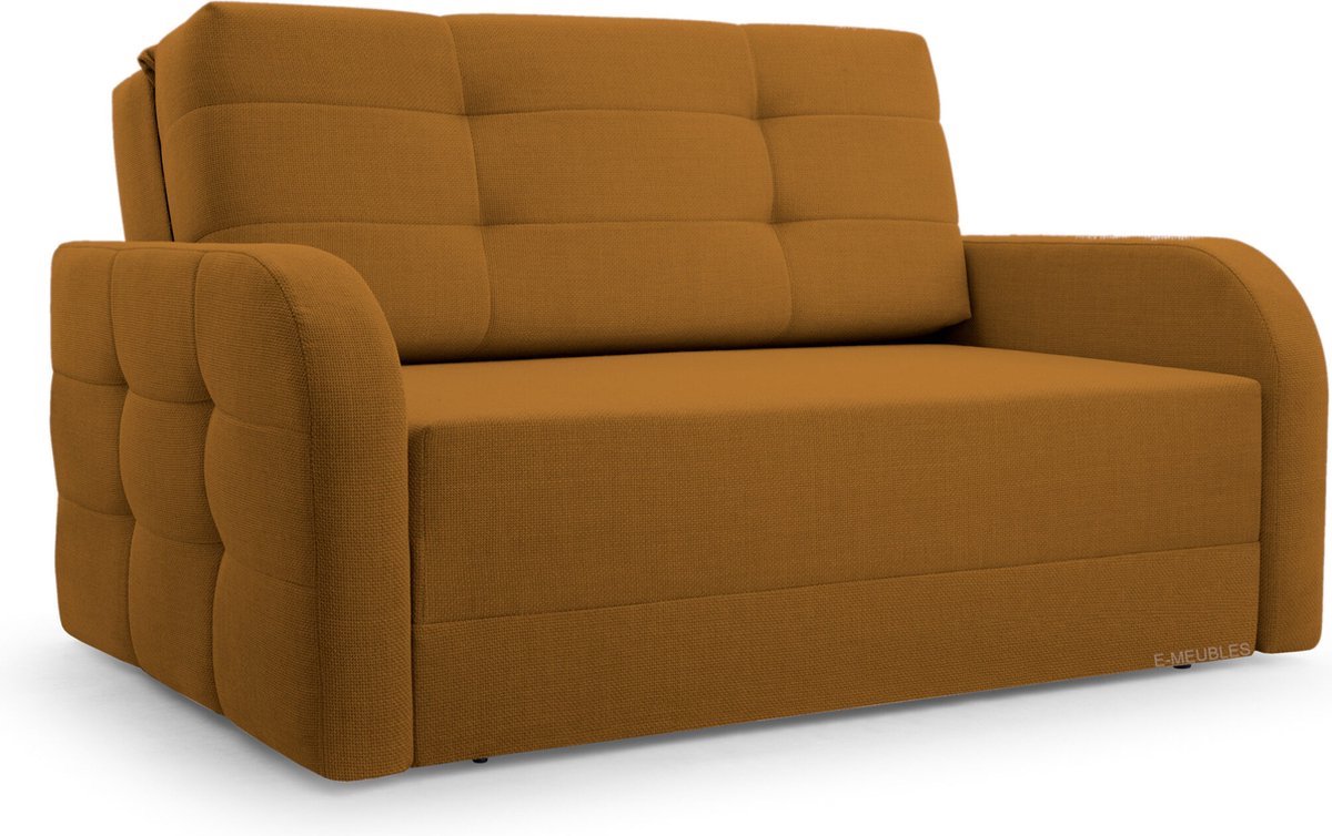 AJE Meubles B.V. Porto 120 - Slaapbank - Compact en Multifunctioneel - 141 x 100 x 90 cm - Eenvoudig Uitklapbaar & Decoratieve Stiksels - Geel (BRAGI 68)