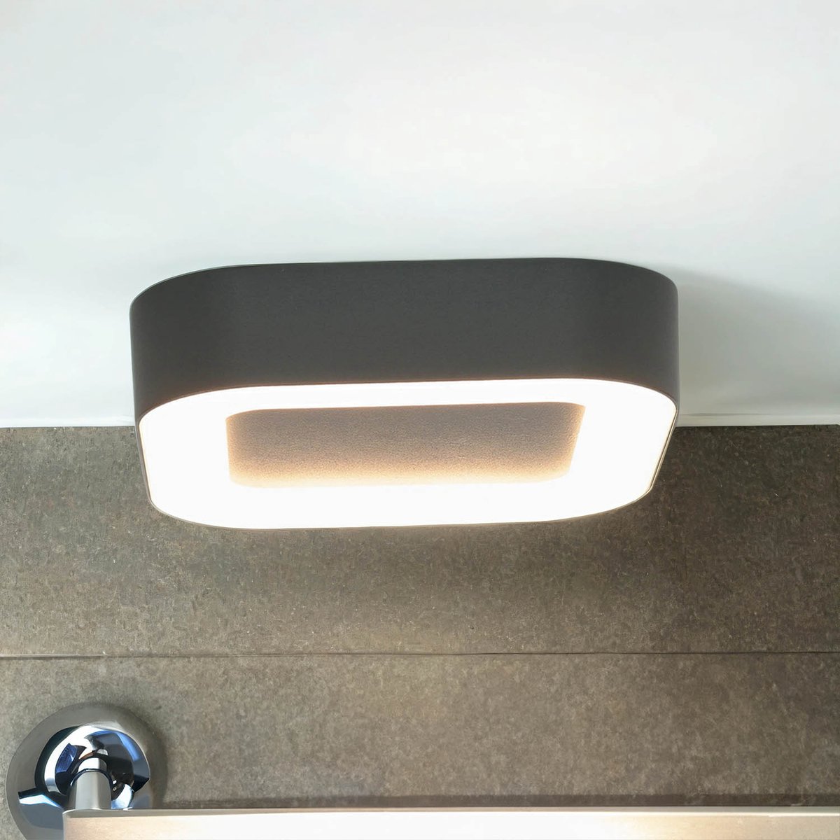 Licht-Erlebnisse - Puebla - LED - Plafonnière - IP54 - 3000K - 538lm - van - Aluminium kunststof - in - Grafiet