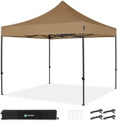 VONROC Partytent - 3x3 m – Premium easy-up Partytent - Modulair Ontwerp – Opvouwbaar – Waterdicht – Stalen Frame - 50+ UV Bescherming - Incl. Opbergtas - Beige