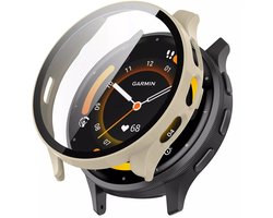 Strap-it Bescherm Hoesje met Glasplaat – Geschikt voor Garmin Venu 3s – Beige – Case met Screen Protector