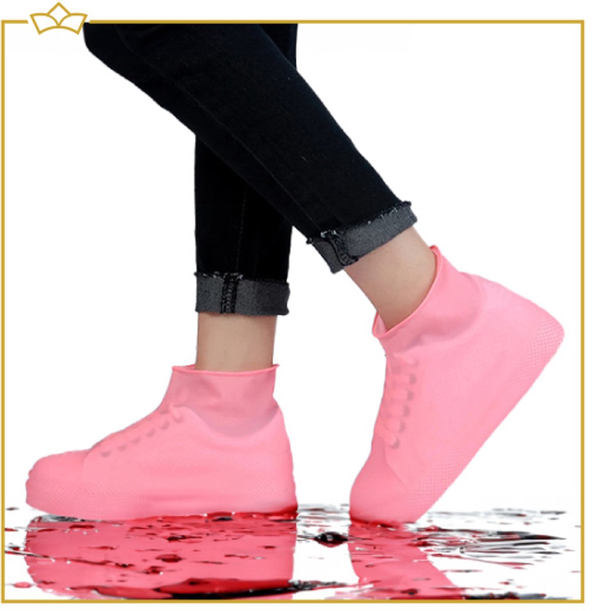 Regen Overschoenen - Schoencover - Siliconen - Roze - Maat: 34/35