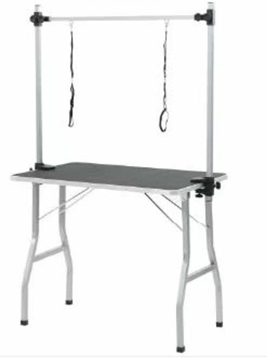 Groomstyle Honden Trimtafel - 106 x 61 x 76 cm - Dubbele Trimarm en Trimlus - Ant-Slip Rubberen Toplaag - Stevige Metalen Poten met Rubberen Beschermdoppen - Voor Hond en Puppy - Hondenverzorging - Inklapbaar