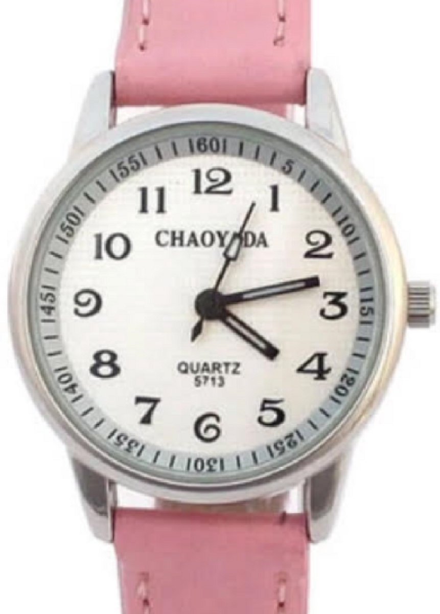 Horloge- chaoyada-roze- kinderen-32 mm- Seconden aanduiding in de wijzerplaat - Charme Bijoux