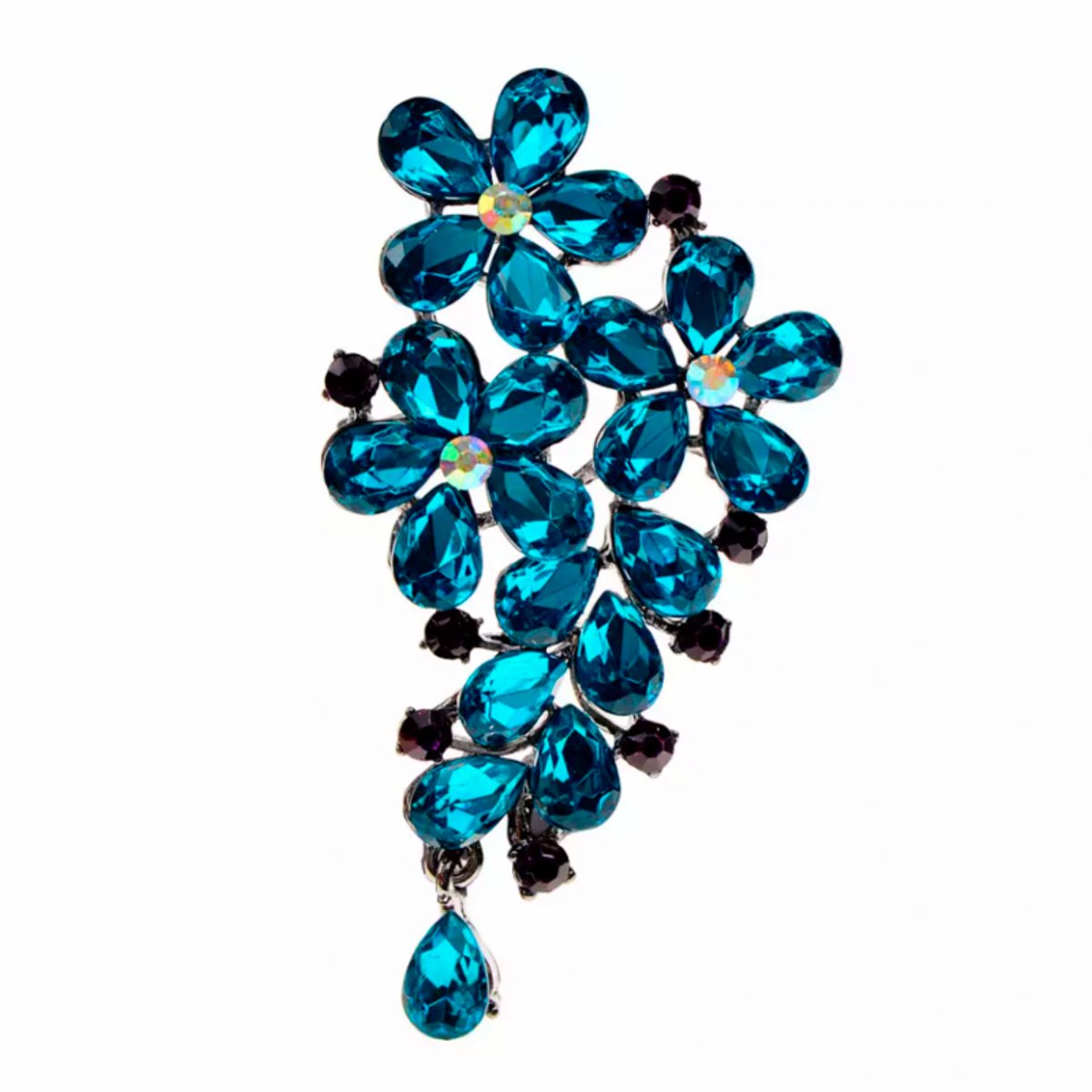 Broche-Blauw- Steentjes-7 cm-Speld - Charme Bijoux