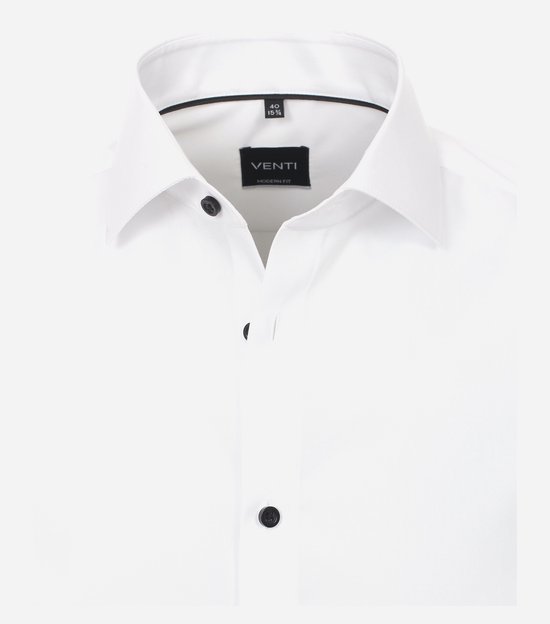 VENTI modern fit overhemd - popeline - wit met dubbele manchet - Strijkvrij - Boordmaat: 40