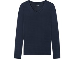 SCHIESSER Mix+Relax T-shirt - dames shirt lange mouwen modal v-hals blauw