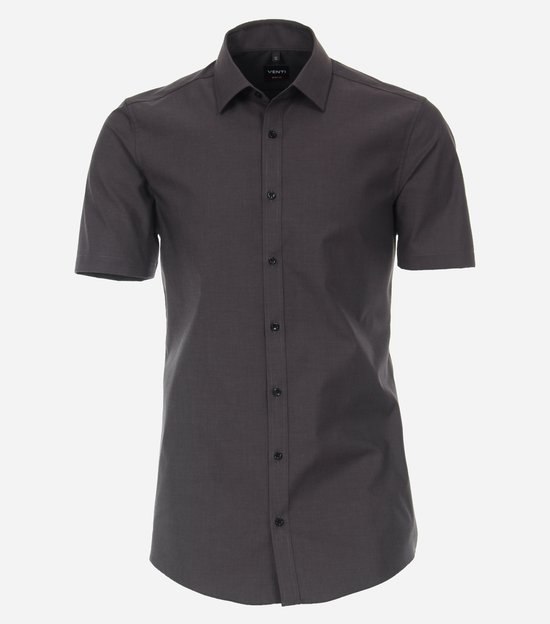 Chemise VENTI body fit - manches courtes - popeline - gris - Repassage facile - Col : 40