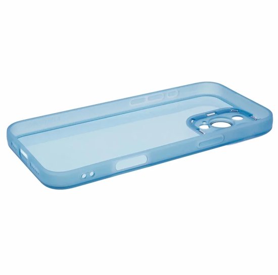 Coque pour Apple iPhone 16 Pro – Phonesta Translucia, coque arrière semi-transparente avec protection d'appareil photo – Transparente/ Blauw