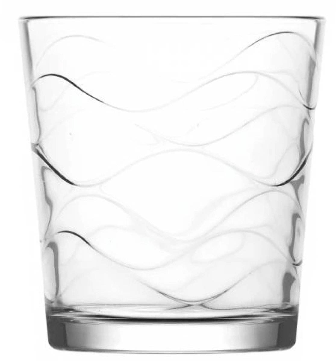 Set van 4 degelijke glazen drinkglazen met golvend motief in glas