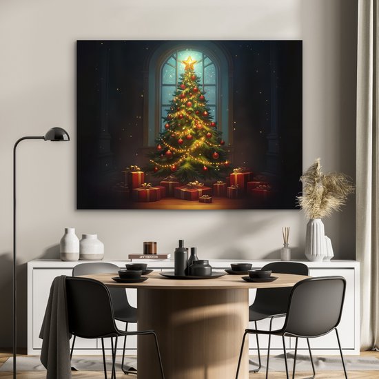 Tableau aluminium 120x90 cm - Décoration murale métal - Sapin de Noël - Cadeau - Noël - Hiver - Décoration murale métal salon - Décoration industrielle - Photo sur dibond - Accessoires industriels chambre