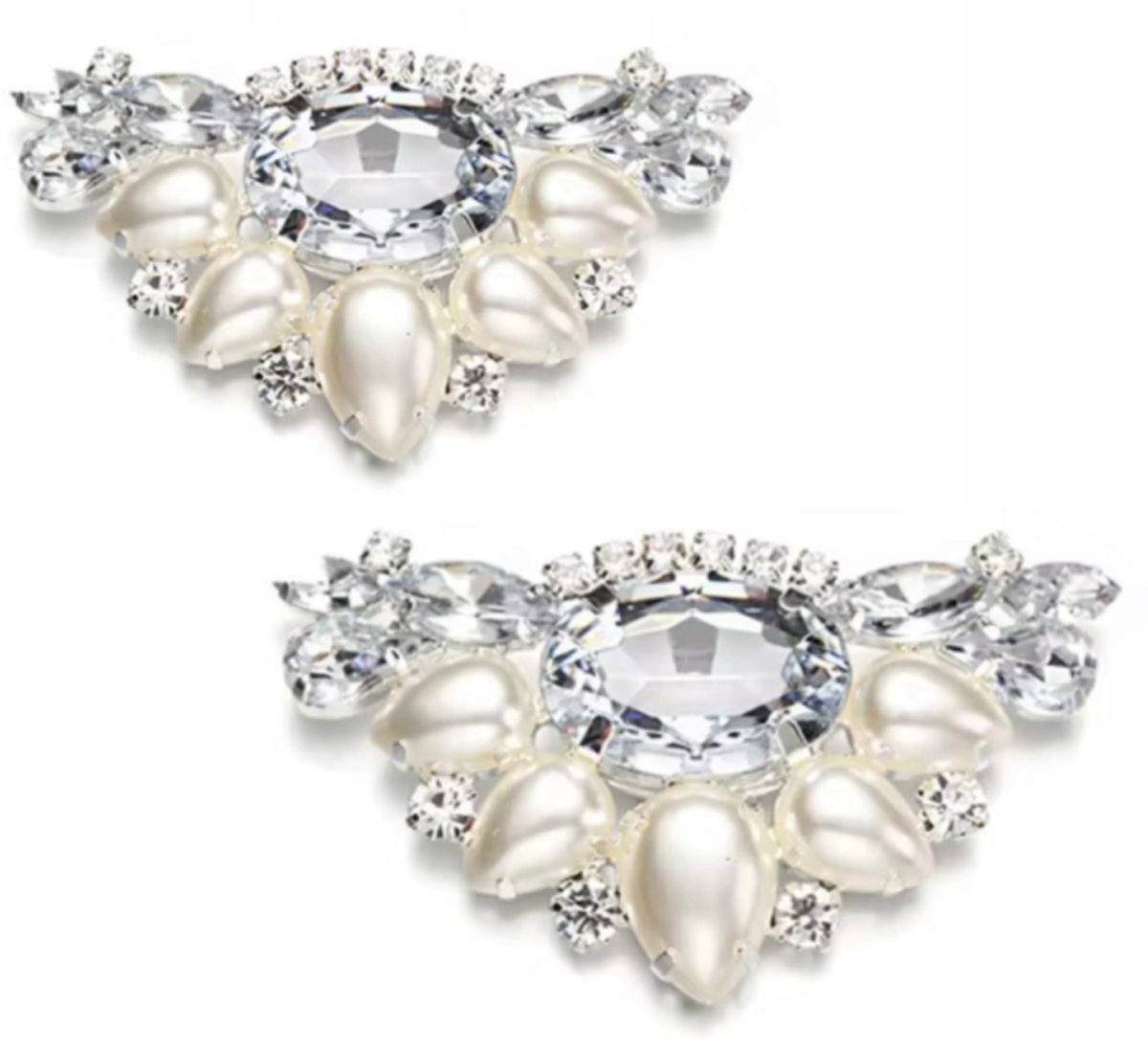 Schoenclips-strass-Zilverkleur synthetische parel - Trouwen-Charme Bijoux