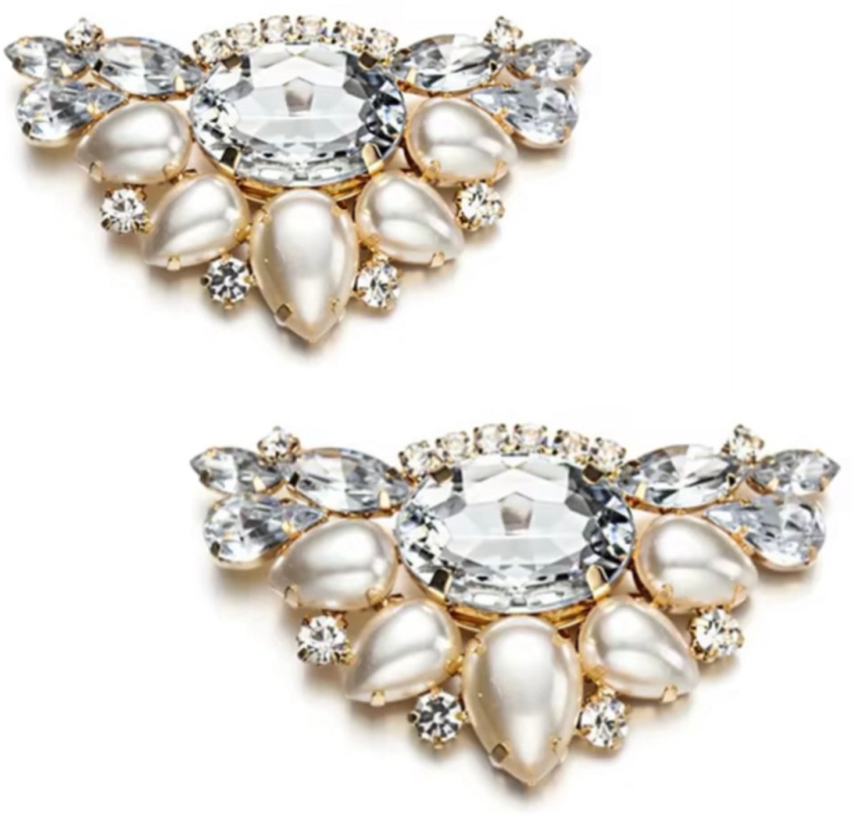 Schoenclips- synthetische Parel -goudkleurig - Trouwen-Charme Bijoux