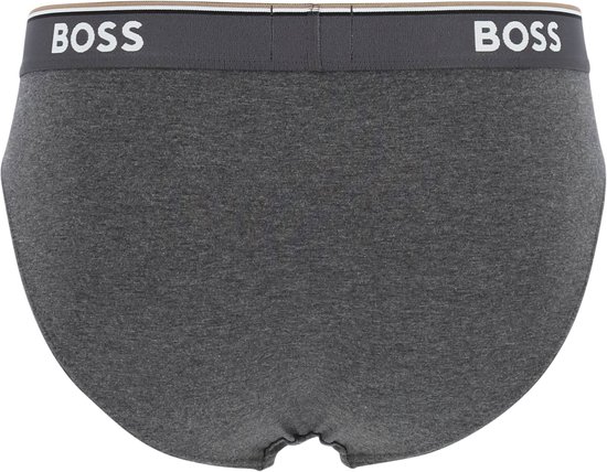 Achterkant donkergrijze BOSS slip met brede tailleband met logo