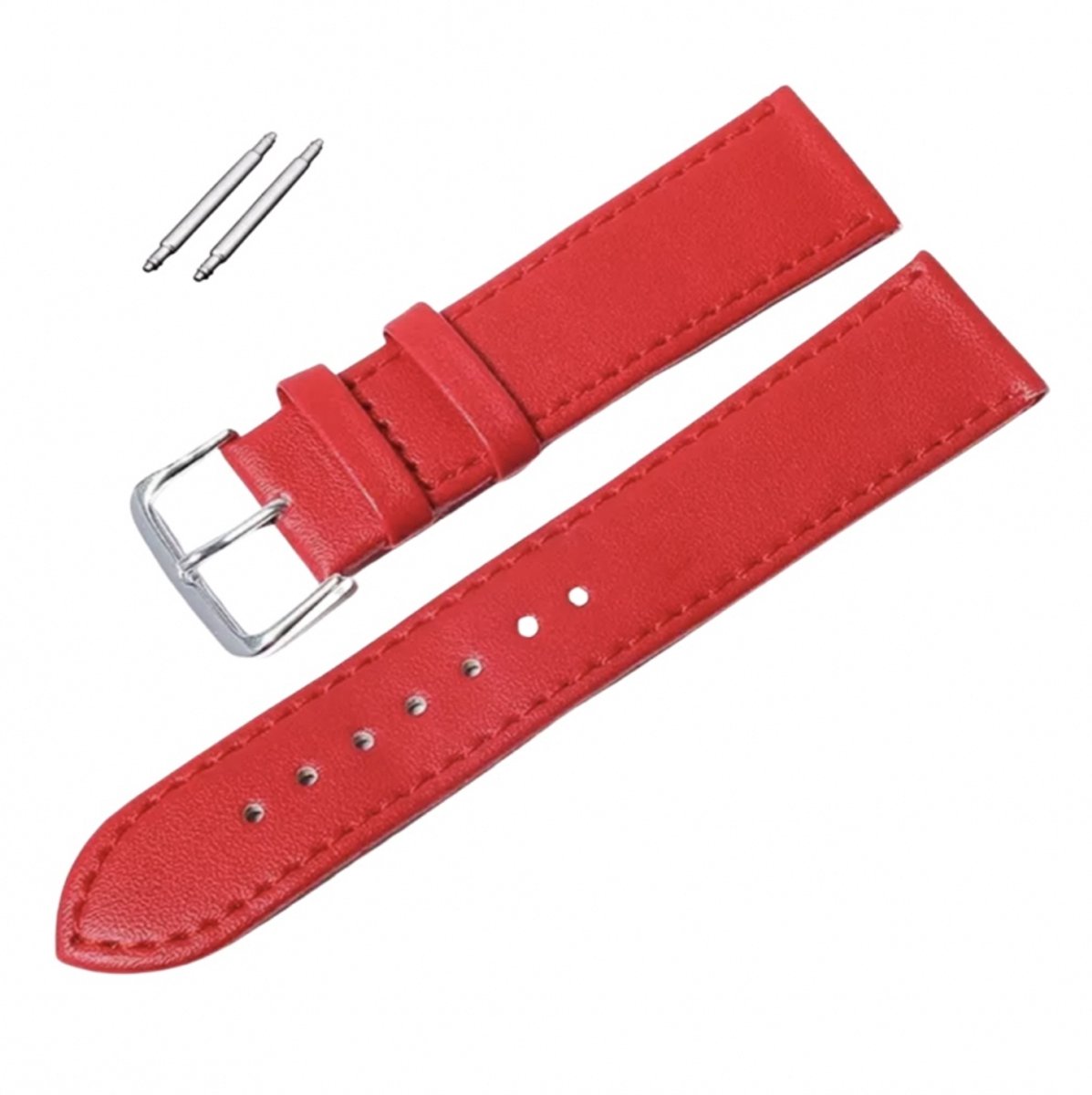 Horlogebandje- Leer- 12 mm-Rood - Charme Bijoux