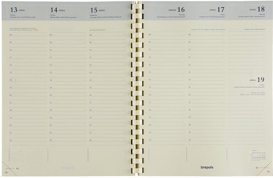 Recharge agenda de bureau Brepols 2026 - CALENDRIER [0,136] - REMPLISSAGE - Recharge agenda de bureau - 1 semaine sur 2 pages - Aperçu hebdomadaire - 17,1 x 22 cm