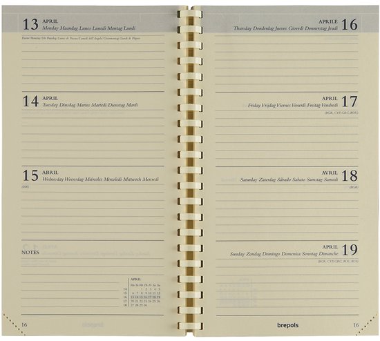 Brepols agenda vulling 2026 - INTERPLAN [0.736] - VULLING - 1 week op 2 pagina's - Weekoverzicht - 9 x 16 cm