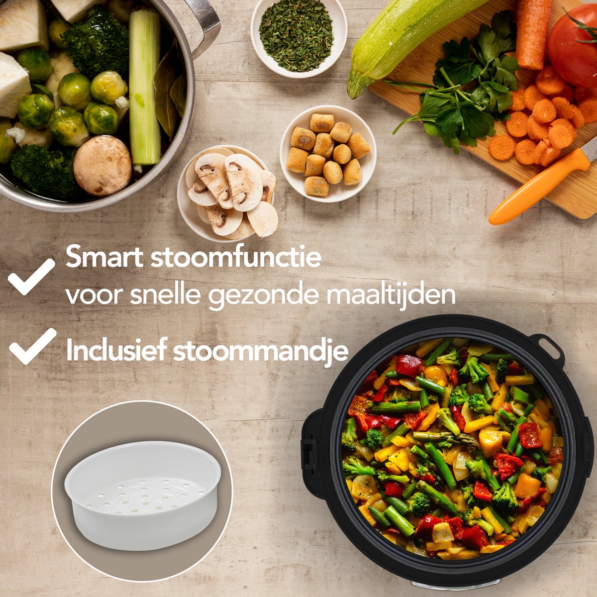 Aviro Rijstkoker - Slowcooker - 1,2L - 7 Functies - Warmhoudfunctie - Rice Cooker - Anti Aanbaklaag - Multicooker - 2-6 Personen - RVS – foto 7