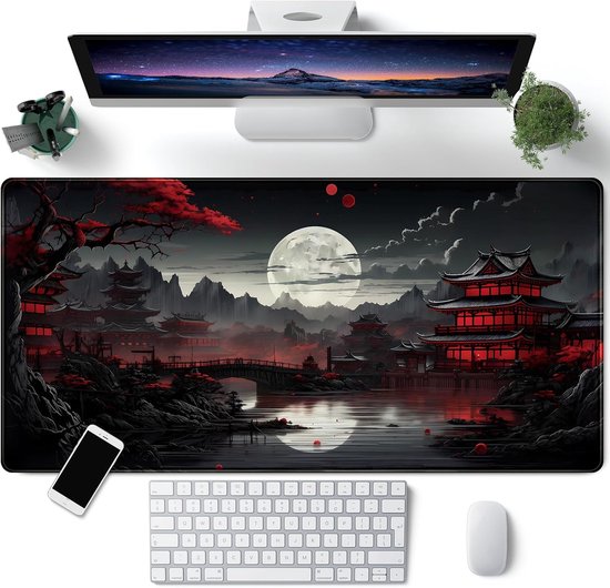 StayPowered Gaming-Muismat XXL - Ultieme Precisie & Stabiliteit - 900x400mm - Randen met Naden - Waterafstotend - Rutschvrije Onderkant - Duurzaam & Slijtvast - Zwart - Levering Sneller dan Aangegeven!