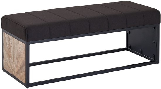 Foto: Houten bankje met zachte zitting 105 cm x 40 cm x 40 cm houten bankje industrieel bankje halbankje venterbank decoratie halbankje hal bankje hout houten bankje decoratie entree meubilair houten bankje 100cm breed