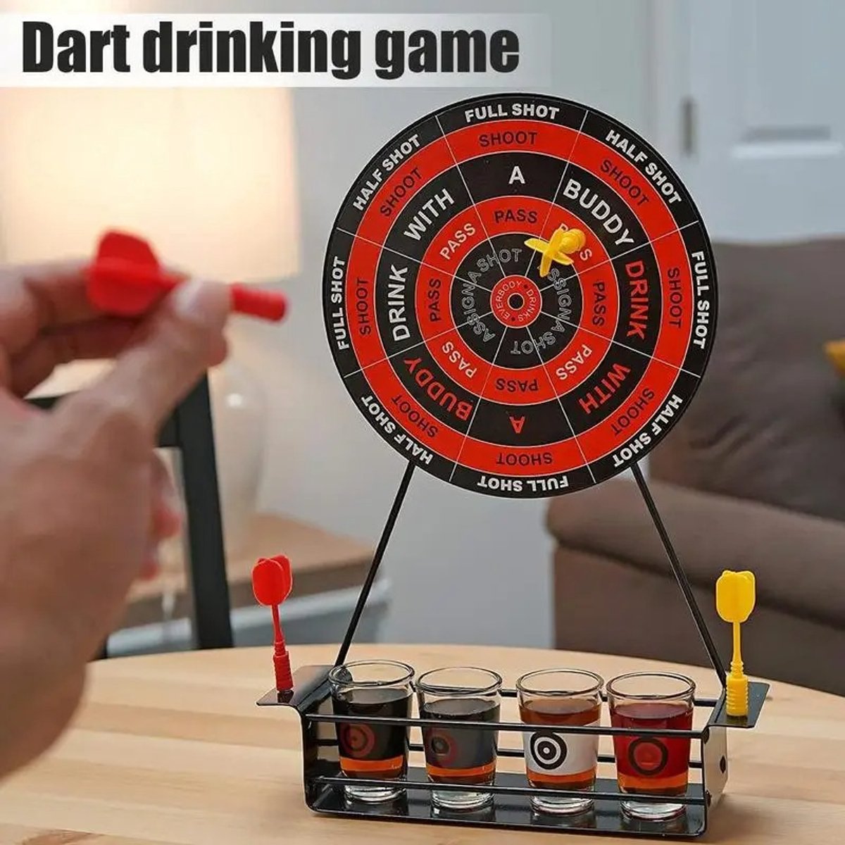 Drankspel - shotglaasjes - incl. 4 stuks - Drinkdartspel
