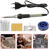 Elektrische Soldeerbout Voor Reparatie - Houtbrander Set - Soldeerset - Soldeertin - 60W Instelbare Temperatuur - Lasoldeer Rework Station - Warmtepen Tips - Pyrografie - Houtbrander pyrografie