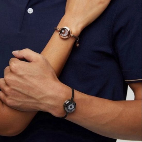 Verlichte Lange Afstand Armbanden met Trilling voor Koppels - Slimme Sun & Moon Armbanden in Zilver, Perfect Cadeau voor Relaties op Afstand van Bond Touch — afbeelding 5