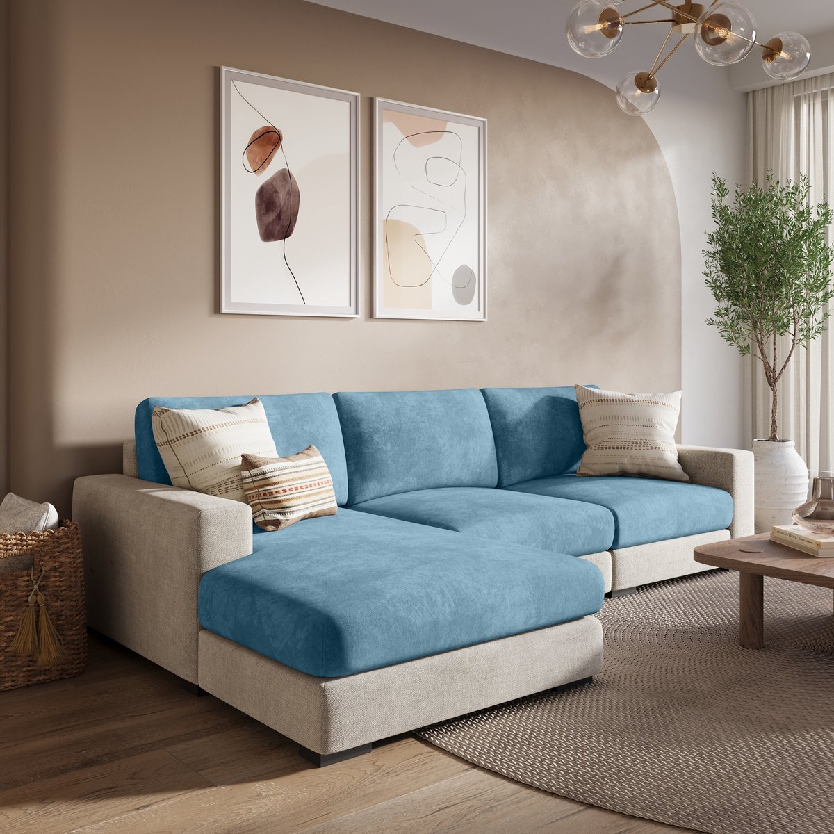 FancySofas Bankhoes Chenille - Rugkussenhoes - Machinewasbaar & Stretchy - Bankhoezen voor Hoekbank - Hondendeken bank - Hondenkleed - Bankbeschermer - Zetelhoes - Zetelovertrek - Sofa Cover - 30 Dagen Risicoloos Uitproberen - Ocean Blue