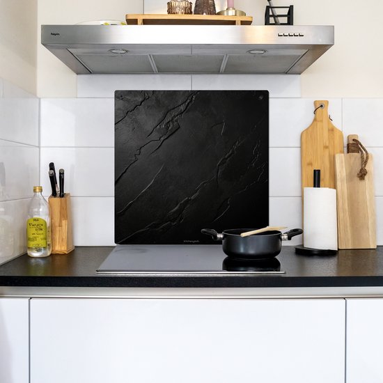 KitchenYeah® Protection plaque induction 60x55 cm - Noir - Pierre - Béton - Protege plaque de cuisson - Couvre plaque induction - Protecteur d'induction - Cuisine